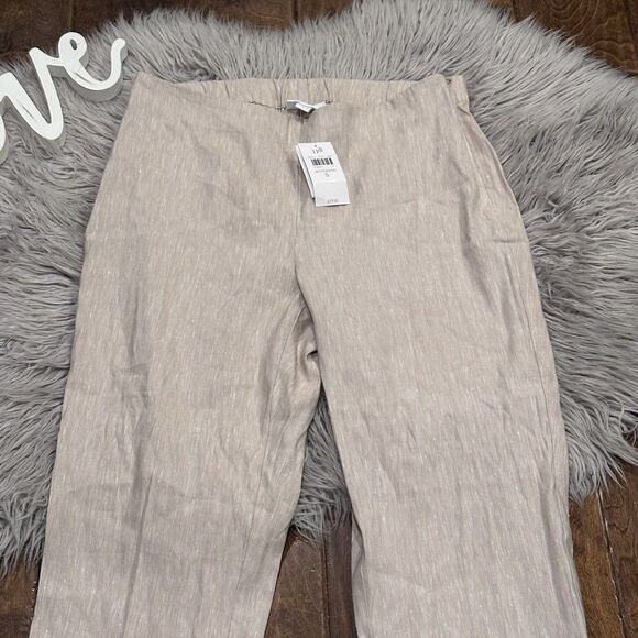 J Jill Linen Cropped Pants Stretch Khaki Ankle Button Details Size Small New - Picture 4 of 7